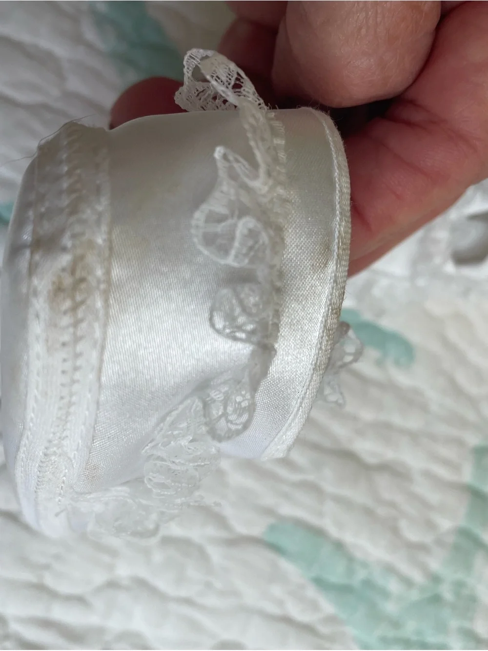 White Lace Baby Walker Shoes with Green Shamrock Accent